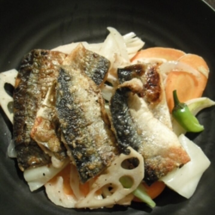 根菜と秋刀魚のおかずサラダ